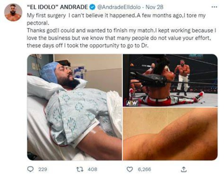 Andrade El Idolo Undergoes Surgery For Torn Pectoral Fightful News