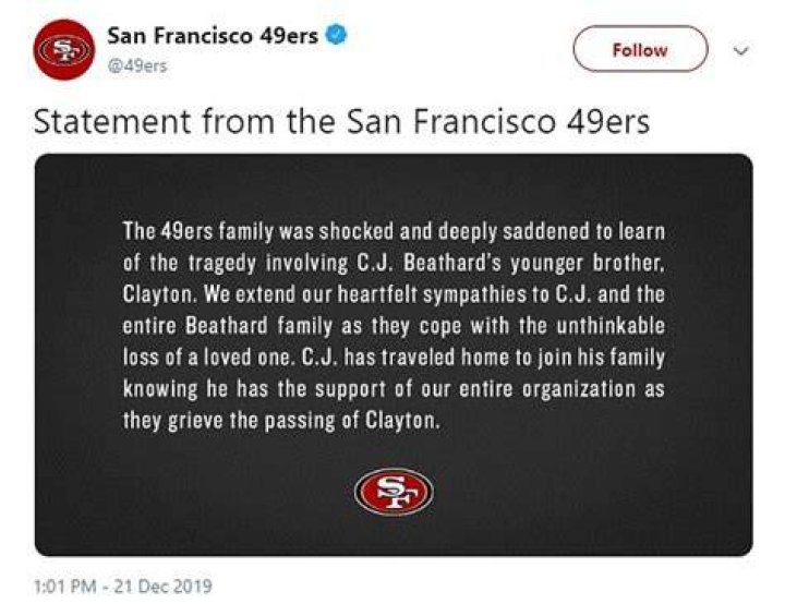 CJ Beathard pays emotional tribute to slain brother Clayton days after