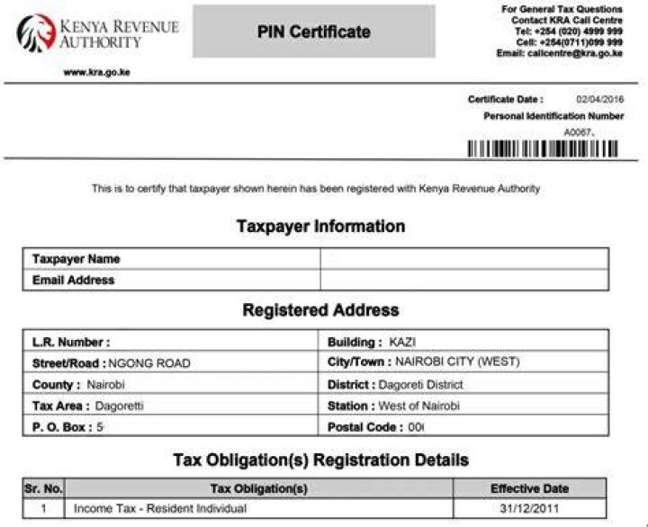 Foreigner (NonResident) KRA Tax PIN Registration in Kenya ANZIANO