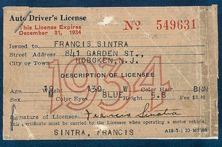 Frank Sinatra&rsquo;s first license goes for thousands at auction Page Six