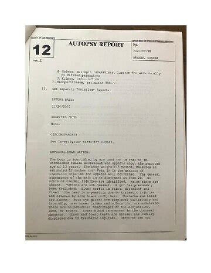 Gianna Bryant Autopsy Report (Gianna Bryant Cause Of Death) Price ki