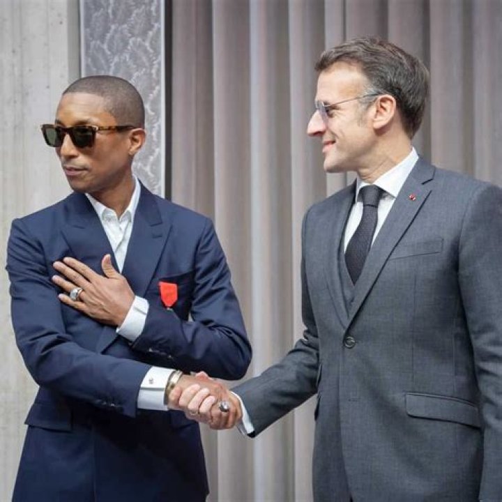 Pharrell Meets With French President Emmanuel Macron About Web Safety