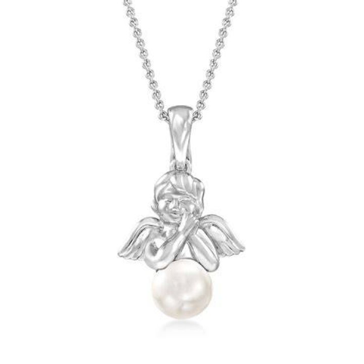 Sterling Silver Pearl Angel Pendant