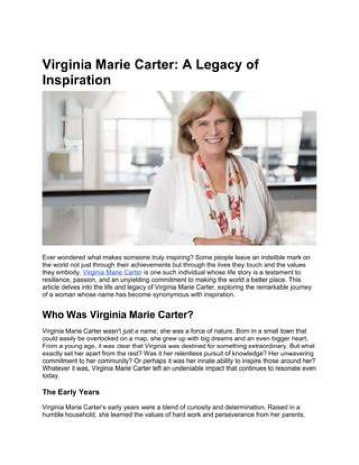 Unveiling The Inspiring Legacy Of Virginia Marie Carter